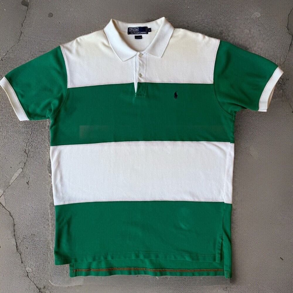 Vintage Polo Ralph Lauren Polo Shirt L White Green New York Streetwear Golf